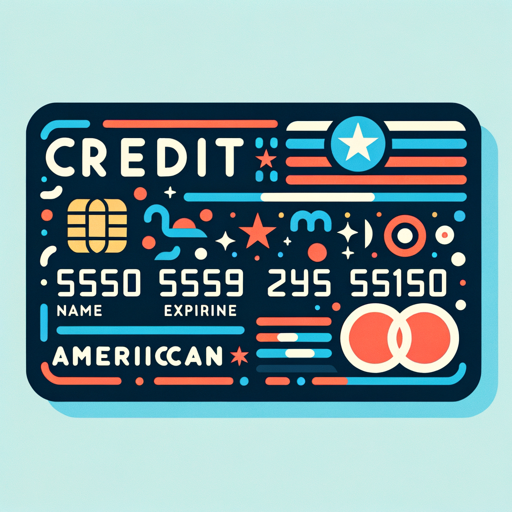 clean and fun american looking graphic design of a credit card