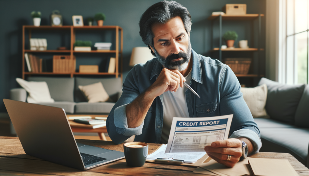 An american man looking at his credit report